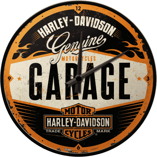 Garage Harley-DavidsonHochwertige Materialien, ein klassischer Metallrahmen und die gewölbte Glasfront machen die Uhr zu einem richtigen Hingucker