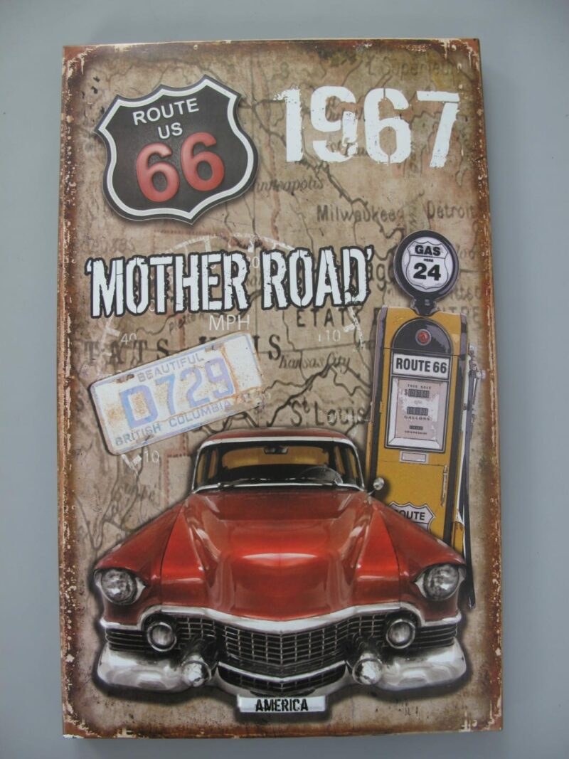 Blechschild Wandschild gestanzt Mother Road 25x40cm