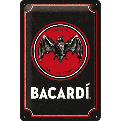 Blechschild Bacardi-Logo-Black 20x30cm