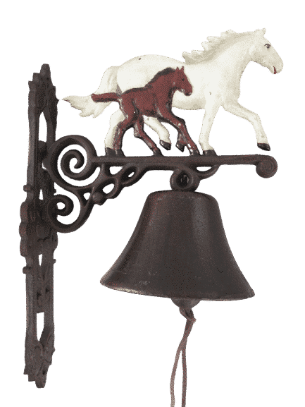 Gesucht und gefunden, Wandglocke mit Pferd und Fohlen H.40cm 1