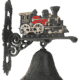 Wandglocke - Türglocke mit handbemalter Dampflok H.25cm