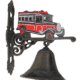 Wandglocke-Türglocke mit handbemalten roten Oldtimer Bus H.25cm