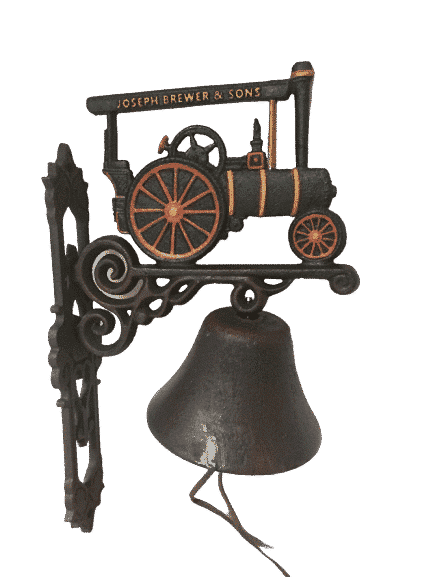 Wandglocke mit Dampftraktor, Trecker, Joseph Brewer & Sons H.ca.38cm