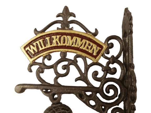Wandglocke, Türglocke Gusseisen, "Wilkommen", Höhe ca. 21cm,Vintage, nostalgisch