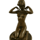 Verführerische Frau in Bronze kniend auf einem Sitzkissen Höhe ca.25cm