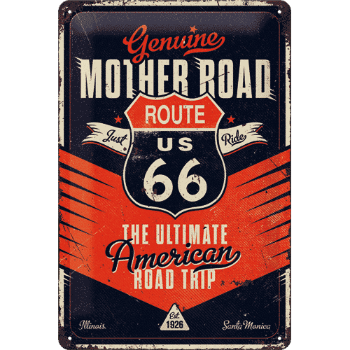 Retro Blechsschild Mother Road Route 66, The Way of Life 20 x 30cm