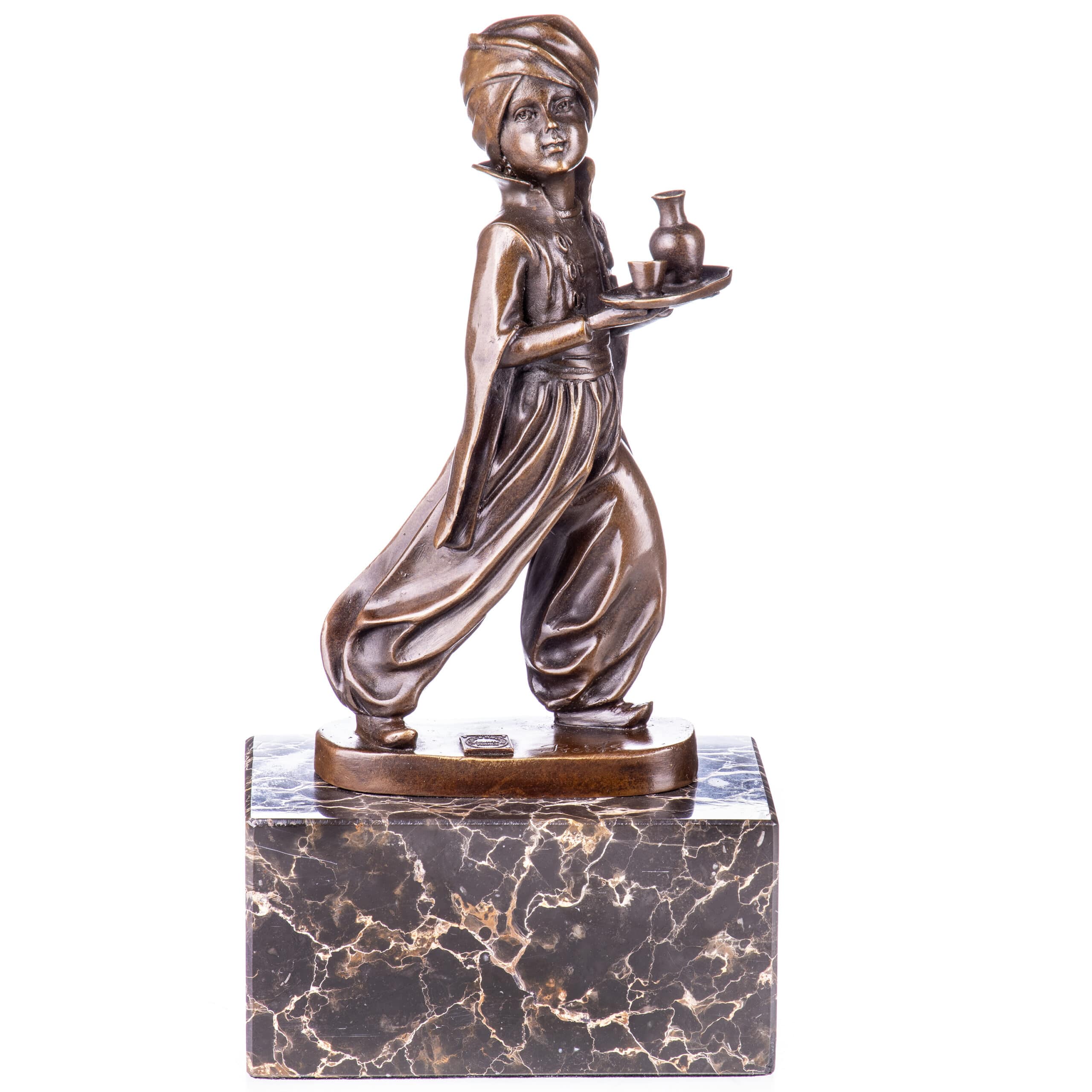 Art Deco Bronzefigur Orientalischer Diener "Oriental Waiter" nach F.Preiss