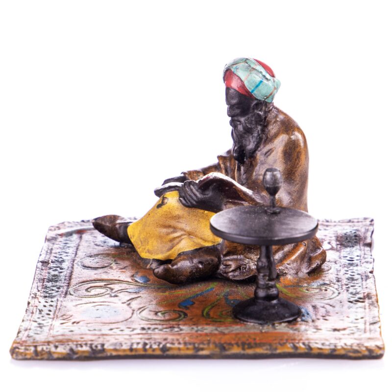 Farbige Bronze Skulptur "Lesender Araber" 5cm
