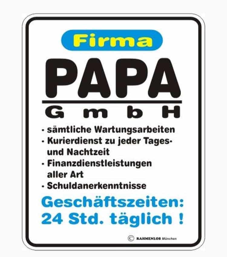 Rahmenlos Deko Blechschild Geschenk Papa GmbH
