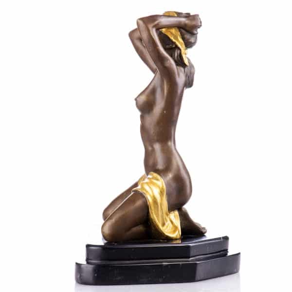 Erotischer Akt Bronze Skulptur Frau goldene Bemalung ca.30cm