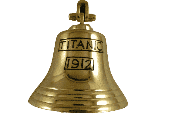 Glocke Messing mit Prägung TITANIC 1912, H.ca.18cm