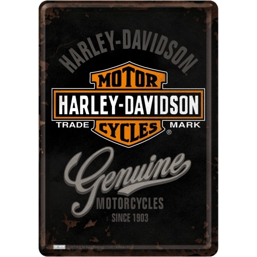 lizenzierte Blechpostkarte "Harley-Davidson - Genuine Logo" 14 x 10 cm