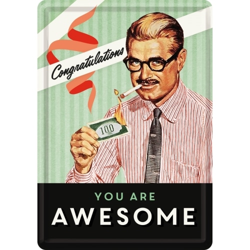 Werbeschild, Blechschild, Blechpostkarte "You Are Awesome" 14 x 10 cm