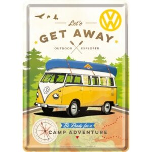 lizenzierte Blechpostkarte VW Bulli - Let's Get Away! 14 x 10 cmlizenzierte Blechpostkarte VW Bulli - Let's Get Away! 14 x 10 cm