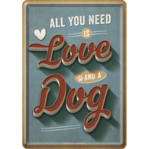 Werbeschild, Blechschild, Blechpostkarte "PfotenSchild - Love Dog" 14 x 10 cm