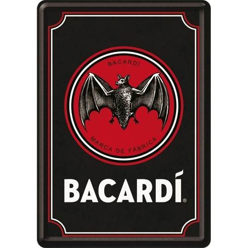 Blechpostkarte Bacardi - Logo Black 14 x 10 cm
