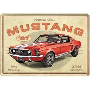 Blechpostkarte Ford Mustang GT 1967 Red 14 x 10cm