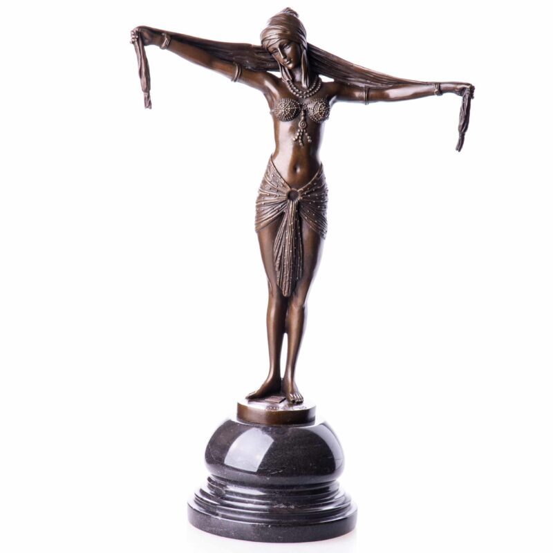 Art Deco Bronzefigur "Scarf Dancer" Weiblicher Akt nach D.H.Chiparus