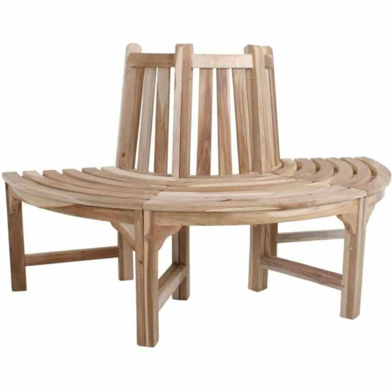 Baumbank aus hochwertigem Teakholz Sitzbank Parkbank Gartenbank Halbkreis Ø47 cm