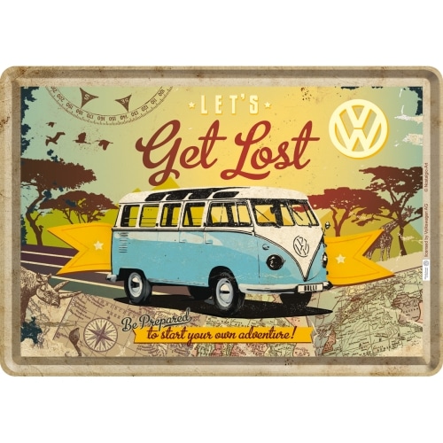 Blechschild, Werbeschild 14 x 10 cm "VW Bulli - Let's Get Lost" Nostalgic Art