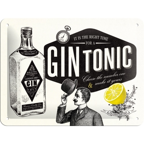 Blechschild, Werbeschild 15 x 20 cm "Gin Tonic"