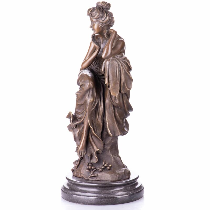 Jugendstil Bronzefigur Sitzende Frau, H. ca. 38 cm