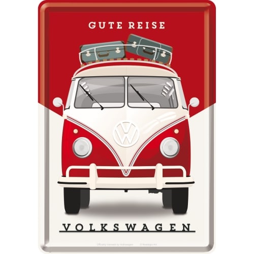 original Blechpostkarte Nostalgic Art "VW-Gute Reise", 10 x 14 cm