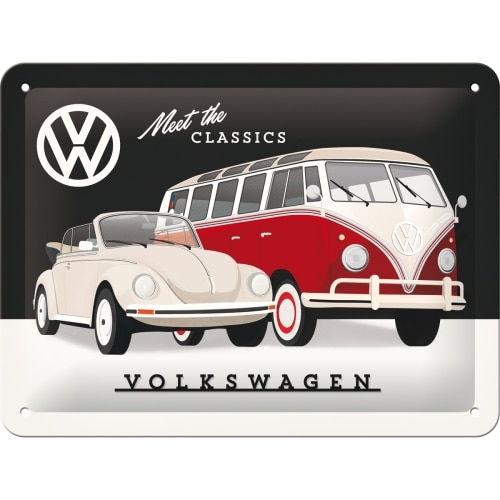 genial VW - Meet The Classics, Blechschild, Nostalgic Art 15 x 20 cm