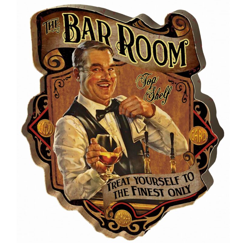 sehr edles geprägtes Blechschild "The Bar Room" H. 52 cm