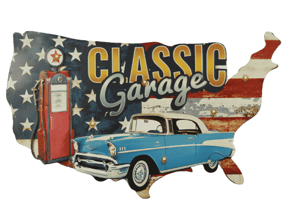 Neu, Blechschild, Wandschild US Car " Classic Garage" 26 x 50 cm" 