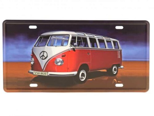Blechschild, Wandschild, Friedensbus Retro 15×30