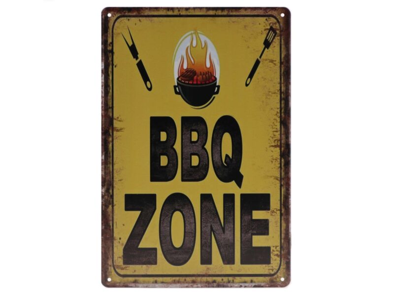 geniales Blechschild, Wandschild, BBQ Zone Retro 30 x 20 cm