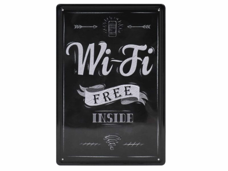 geniales Blechschild, Wandschild, Wi-Fi Free Inside Retro 30 x 20 cm