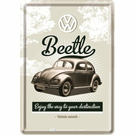 lizenzierte Blechpostkarte VW Käfer Beetle 14 x 10 cm