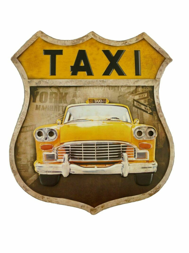 Blechschild, Wandschild Taxi New York Taxi Checker 45 x 40 cm