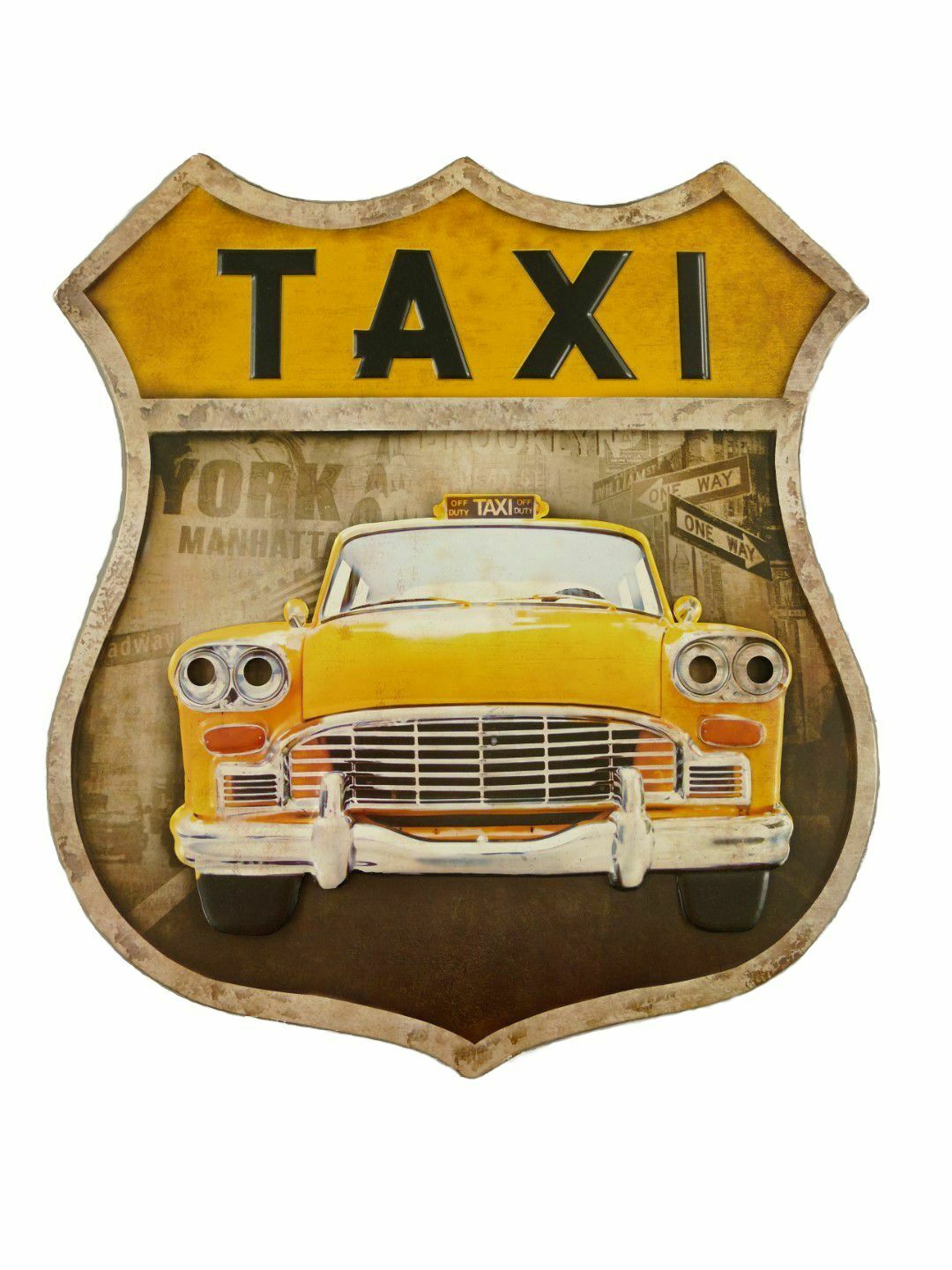 Blechschild, Wandschild Taxi New York Taxi Checker 45 x 40 cm