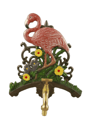 Schlauchhalter Flamingo Gusseisen Wasserhahn 29 cm
