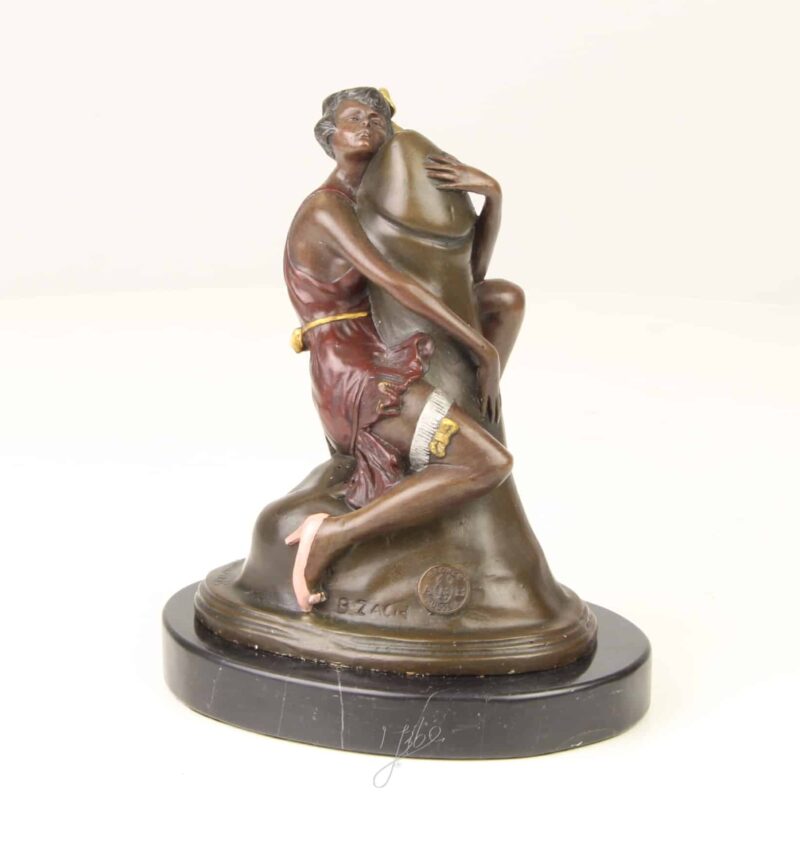 ART Déco Bruno Zach Bronze einer Frau die einen Phallus umarmt H 17,7 cm