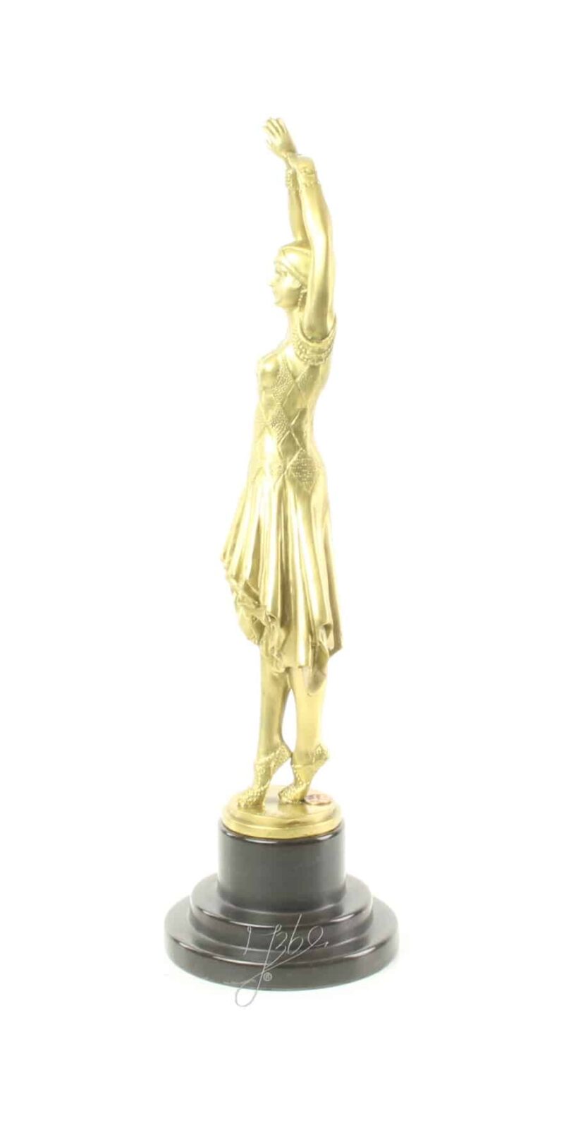 Tänzerin Miss Kita polierte Bronzeskulptur Marmorsockel H 44,6 cm
