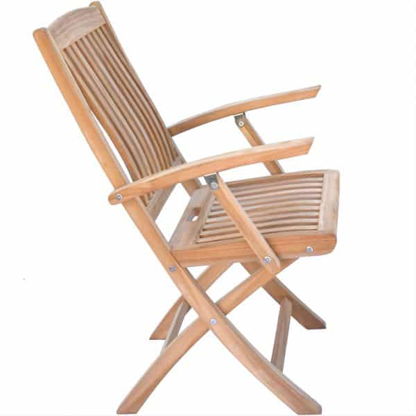 Klappstuhl Ancona mit Armlehnen aus Teakholz - noch bequemere Stühle für den Garten