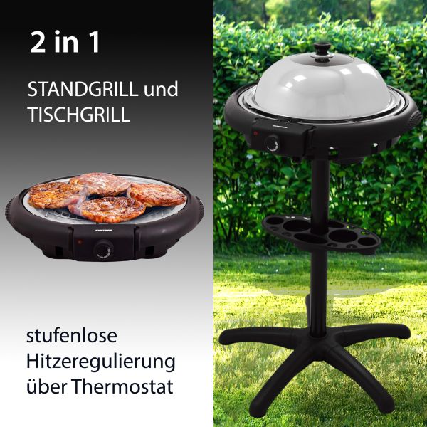 2 in 1 Elektrogrill für Barbecue als Standgrill - schickes Modell für die Grillparty