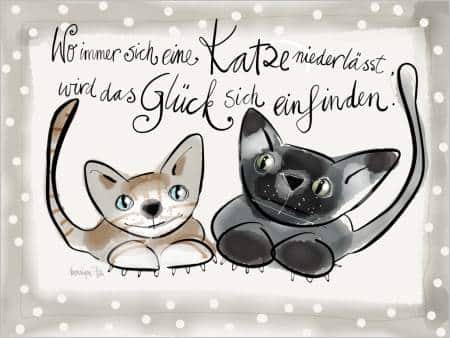 Hochwertige Holzbild "Katzenglück" von Veronique Puts
