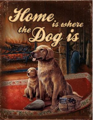 Blechschild Home ist where the Dog is 25 x 33 Hund Wandschild