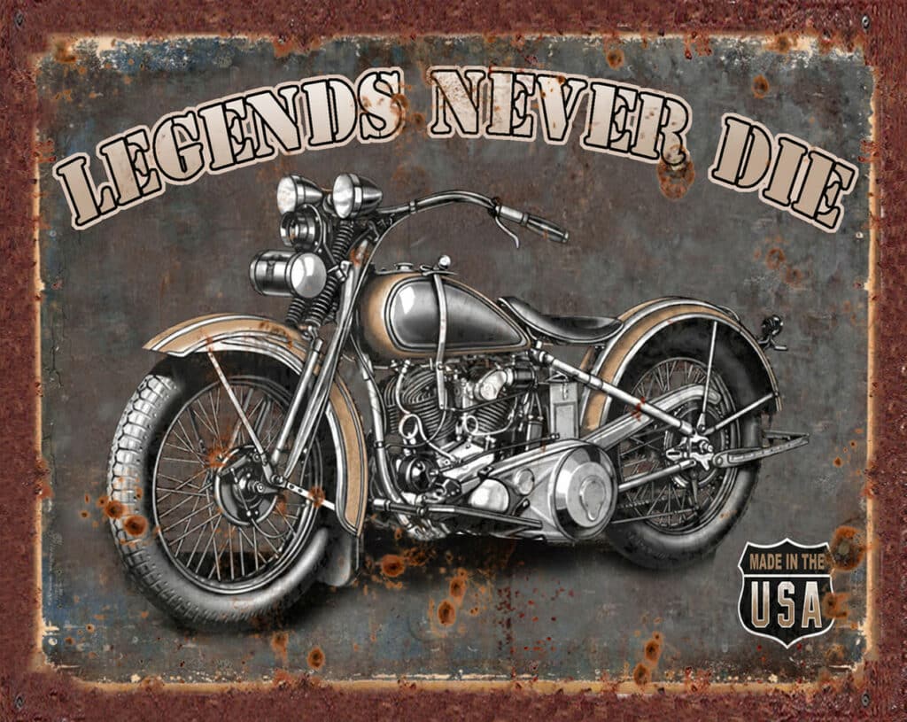 Blechschild Wandschild Legends Never Die H. ca. 20cm