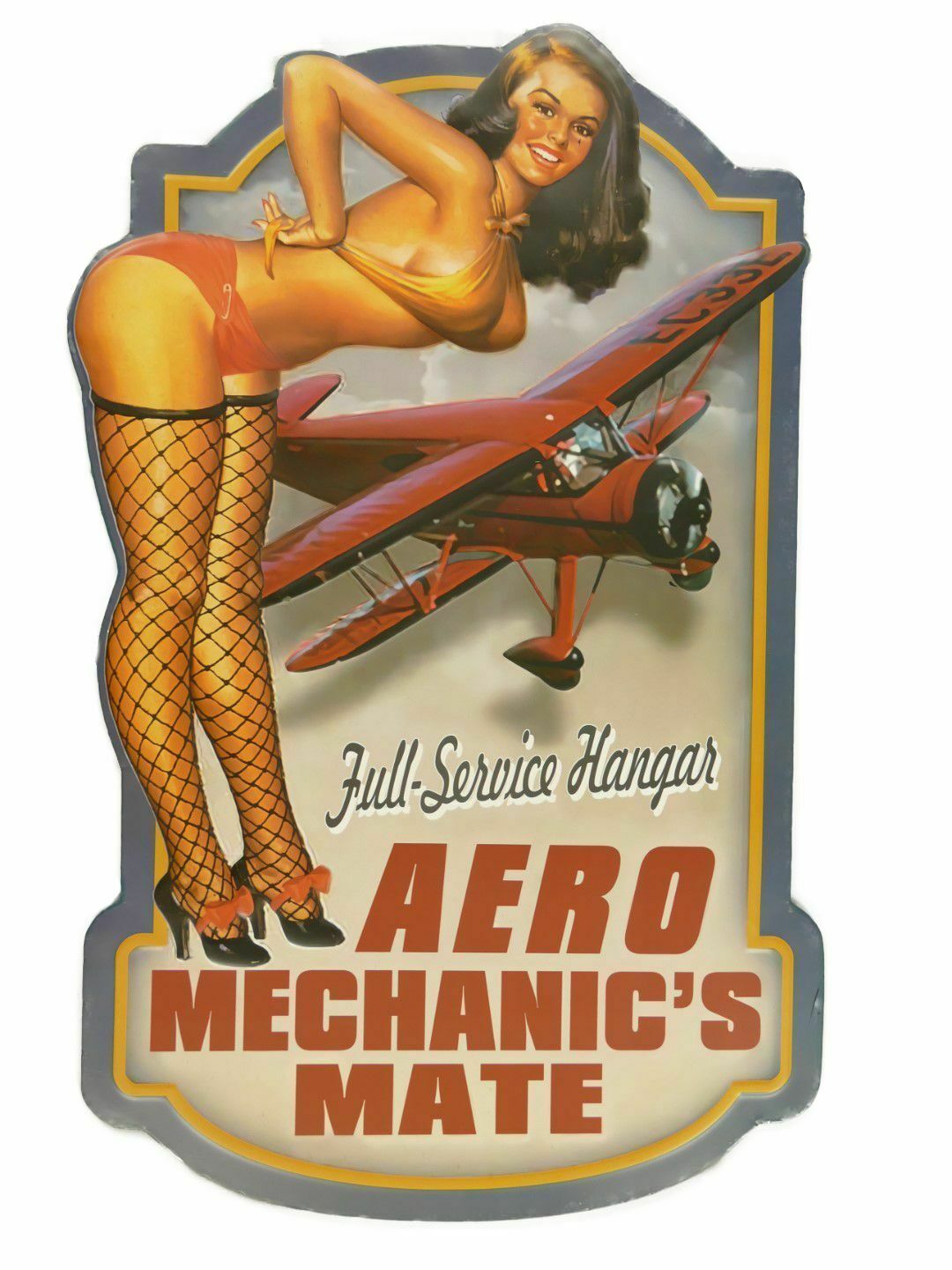 Blechschild Aero Mechanics PinUp 58 x 38 cm Metallschild Wandschild