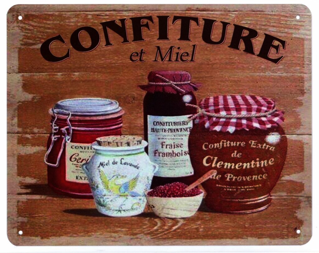 Blechschild Confiture et Miel Deko Metallschild20 x 25