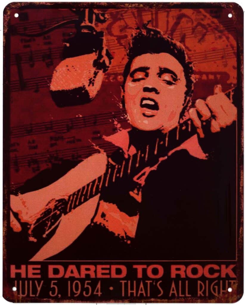 Blechschild Elvis He dared to Rock 20 x 25cm Vintage Retro Deko Schild