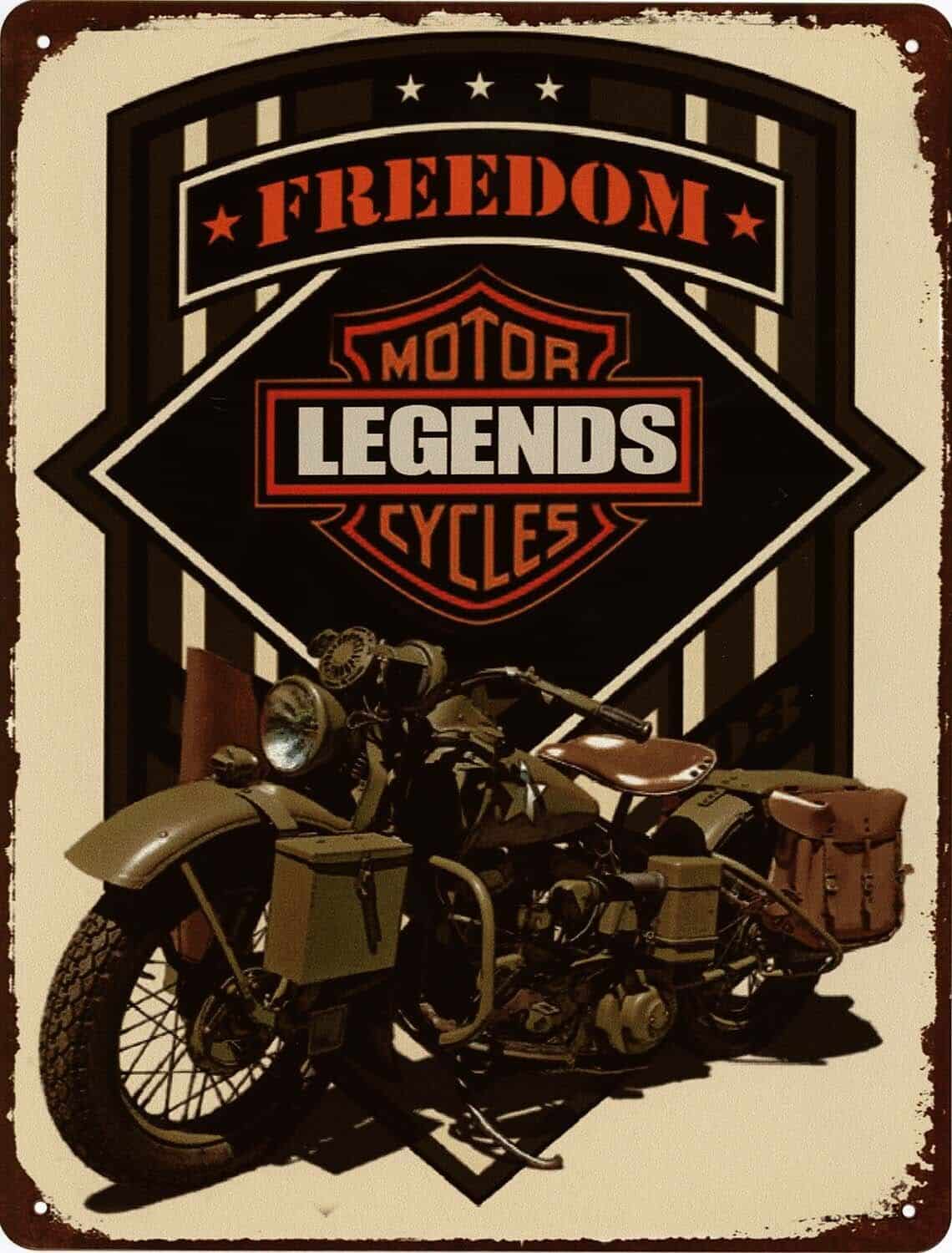 Blechschild Freedom Motor Legends Cycles 25 x 33 cm Metallschild Wandschild
