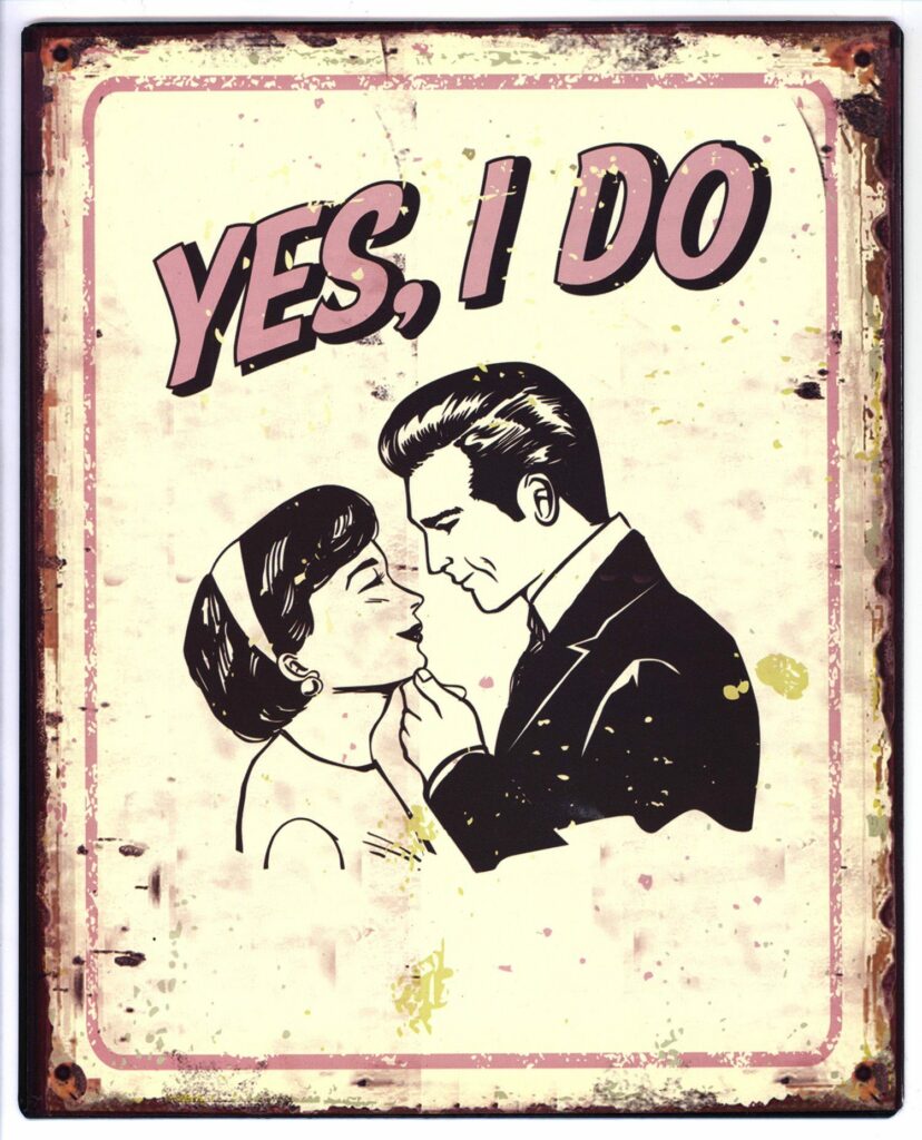 Blechschild Yes, I Do 20 x 25cm Retro Schild Metallschild Wandschild