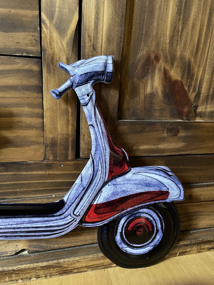ausgefallenes Blechschild gestanzt Scooter 59 x 31 cm Metallschild Wandschild